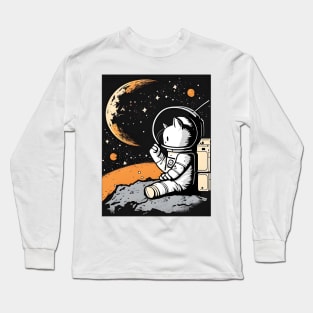 Catronaut Cat Astronaut Deep In Space Cosmic Cat Science Long Sleeve T-Shirt